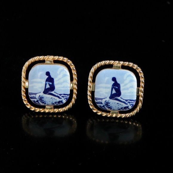 Vtg Delft Peaceful Beach Scenic Cufflinks - Picture 2 of 3
